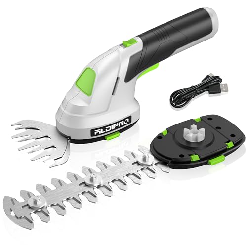 ALDIPRO 2-in-1 Cordless Hedge Trimmer and Grass Shears 7.2V Handheld Small Electric Bush Trimmer, 2.0Ah Rechargeable Battey Powered Shrub Trimmers for Garden, Yard, Lawn Care