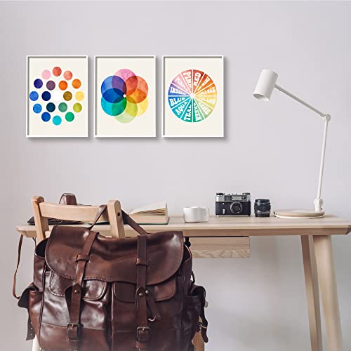 Image of 'Primary Tones Blended Hue Chart'| 3pc Framed Giclee Art Set 3 | Stupell Industries | White, 11 x 14 Inches, Easy to Hang and Sturdy, Made in USA, by Lil' Rue