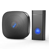 Funkklingel 400m Reichweite Türklingel Funk Set, IP65 Aussen Wasserdicht Klingel Haustür, 5 Lautstärkestufen, 58 Melodien, Kompaktes und Einfache Einrichtung für Haustüren, Büro, Wohnung, Krankenhaus