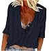 GVGV T-Shirt Femme Élégant Généreux Unicolore Blouse Femme Décontractée Col V Vintage Bouffantes Tendance Manche Courte Femme Confortable Le Ample Été à Manches Courtes Hauts