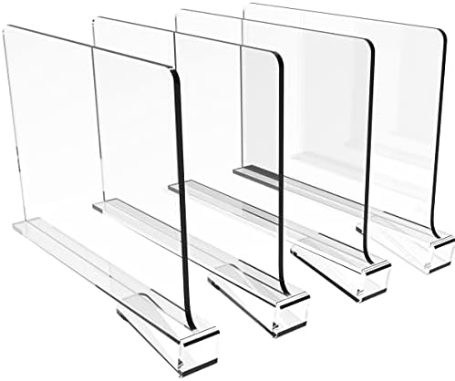 Cq acrylic 4PCS Shelf Dividers for Closets,Clear Acrylic Shelf Divider for Wood Shelves and Clothes Organizer Purses Separators Perfect for Kitchen Cabinets and Bedroom Organizer,Clear