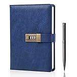 WEMATE Diary with Lock, A5 Journal with Lock 240 Pages, Locking Journal with Pen & Gift Box, Lockable Diary Planner Organizer for Men and Women, 8.6x5.8in Blue