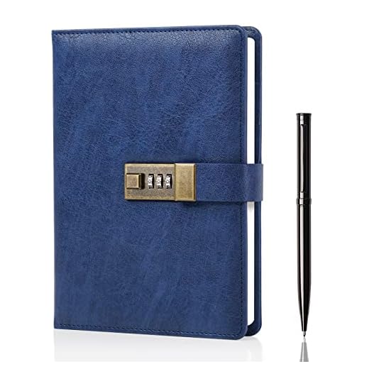 WEMATE Diary with Lock, A5 PU Leather Journal with Lock 240 Pages, Vintage Lock Journal Password Protected Notebook with Pen & Gift Box, Lock Diary Planner Organizer for Men and Women, 8.6x5.8in