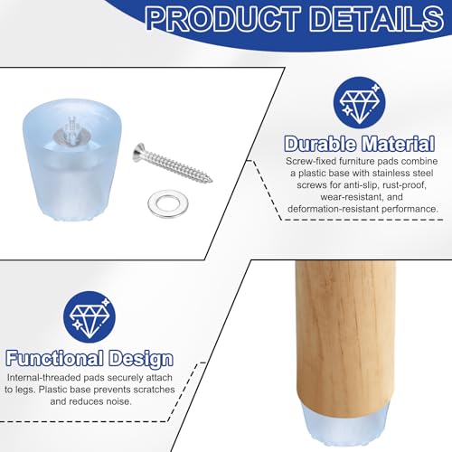 Almohadillas de rosca para muebles con base de PVC reforzado y herraje inoxidable 4