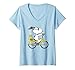 Damen Snoopy & Woodstock Reitrad T-Shirt mit V-Ausschnitt