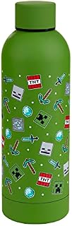 Minecraft Stainless Steel Water Bottle | Durable | Lightweight | Adults | Kids | BPA Free | Mobs Diomonds Green | 800 ML