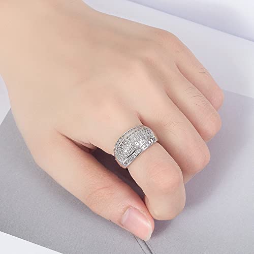 Luxury Women Platinum Plated Solid 925 Sterling Silver Ring 5A Cubic Zircon Inlaid Dense Wedding Ring Sizes 6-10# Fashion Jewelry Gift Party Accessories2