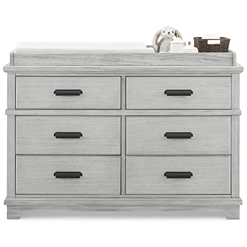 Delta Children Simmons Kids Asher 6 Drawer Dresser With Changing Top, Fully Assembled, Greenguard Gold Certified, Rustic Mist #TOP6