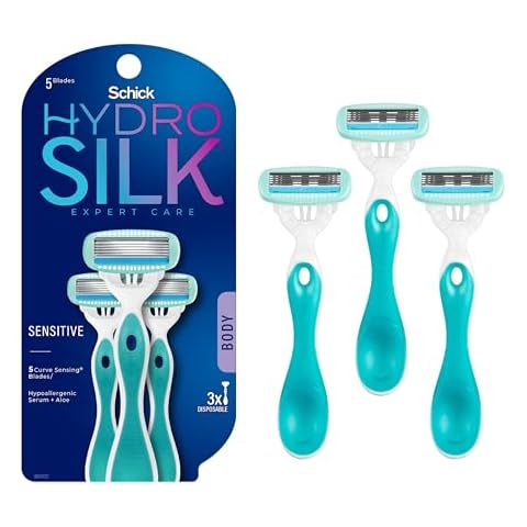 Schick Hydro Silk Sensitive Women's Disposable Razors, 3ct | 5-Blade Disposable Razors for Women Sensitive Skin | Travel Razor for Women Cover