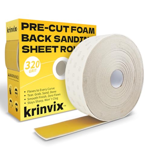 Krinvix Pre-Cut Foam Back Sanding Sheets Roll, 4.5" x 27
