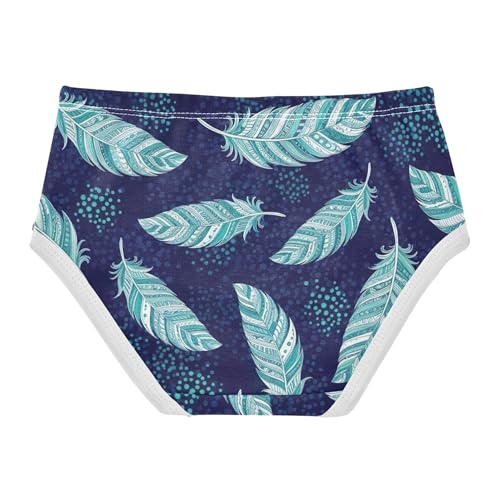 Toddler Underwear Floral 2t Cotton Girl Panties Cute Flower Briefs Underpants Tribal Green Feathers Blue Spots2