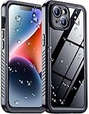 Temdan Compatible with iPhone 14 Case Waterproof, Built-in Screen & Camera Protector IP68 Underwater Full Body 14FT Military Dropproof Shockproof Phone Case 6.1'-Black/Clear