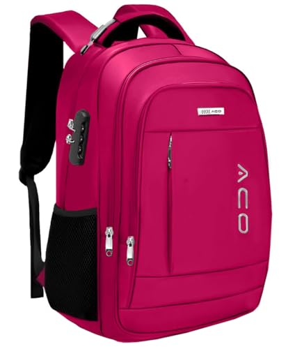 Mochila Notebook Masculina Feminina Antifurto Executiva Saída Fone de Ouvido e USB Urbana Dia a Dia Faculdade Trabalho Escola Reforçada Semi Impermeavel Resistente (Rosa)