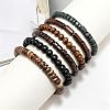 JAVMOO Wooden Beads Bracelet for Men Leather Wrap Hemp Cords Wood Beads Ethnic Tribal Bracelets Wooden Wristbands #1
