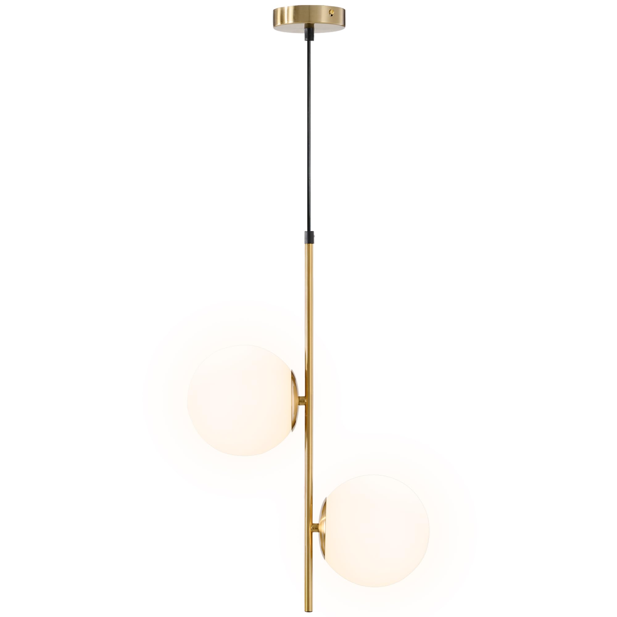 HOMCOM Suspension luminaire moderne double-tête, lustre plafonnier avec lumière suspendue réglable pour salon, entrée, finition dorée