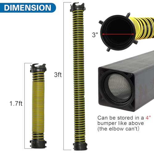 Image of 3FT RV Sewer Hose Extension Camper Sewer Hose Extension with Caps | EXTREME Heavy Duty 24 Mil, TPE Material, Abrasion Resistance and Crush Protection, Yellow