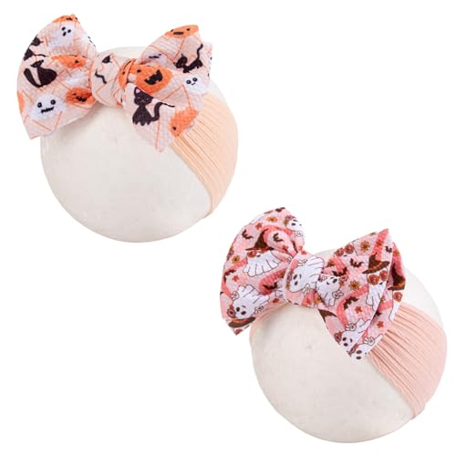 Halloween Baby Girl Bows Pumpkin Headband Elastic Nylon Hairbands Hair Accessories for Newborn Infant Toddler Kids