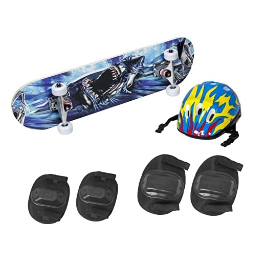 Skate Infantil Radical Iniciante 70 CM Tubarão Azul BH Store