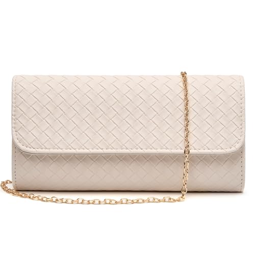 Cream Woven Clutch Bag