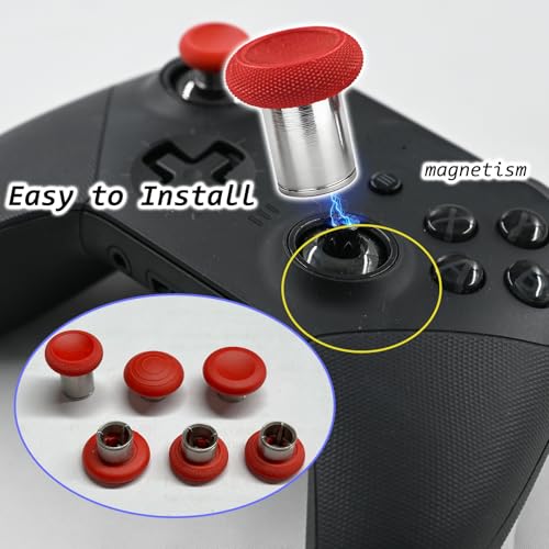 Image of 6 in 1 Metal Magnetic Thumbsticks for Xbox Elite Series 2 Controller,Red | Elite Series 2 Controller Thumbsticks,Swappable Analog Stick Joysticks for Xbox Elite Series 2 /Elite Series 2 Core Controller