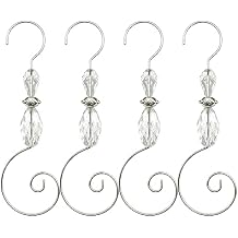 Christmas Ornament Hooks - Acrylic Jewelry Silver Wire Ornament Hooks-20 PK Clear