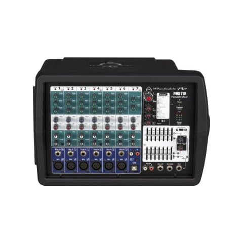 Wharfedale Pro PMX710 Lightweight 2x 250W Powered Mixer with 6 Microphone Inputs and USB Cover