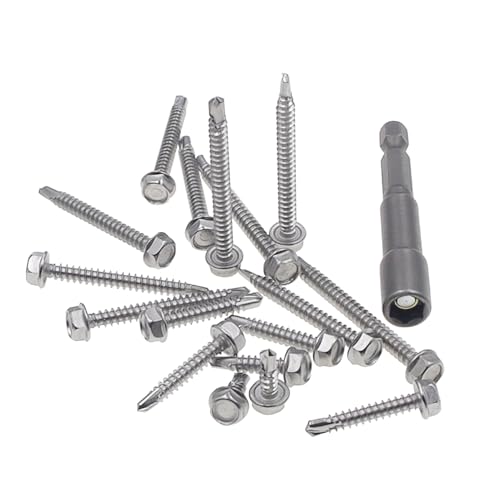 Kit de tornillos autoperforantes hexagonales, acero inoxidable, 150 piezas miniatura 4