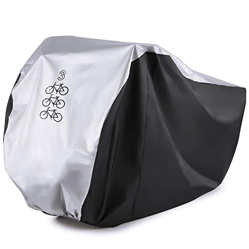 ALBOYI Fahrradabdeckung für 3 Fahrräder, Wasserdicht & Staubdicht, Outdoor Fahrradschutz mit UV-Schutz für Mountainbike und Rennrad, Abdeckung für Außenaufbewahrung