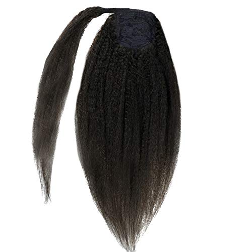 Ponytail Extension Human Hair 14 Inches 80g Per Set Off Black Wrap Around Ponytail Kinky Straight Clip in Ponytail Natural Hair