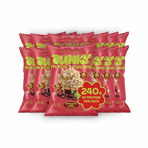 BUNKY Protein Popcorn, Sriracha Lime | up to 20g Protein