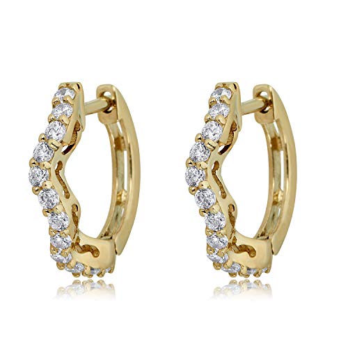 Avora 10K Yellow Gold Curved Simulated Diamond Cz Huggie Hoop Earrings #TOP8