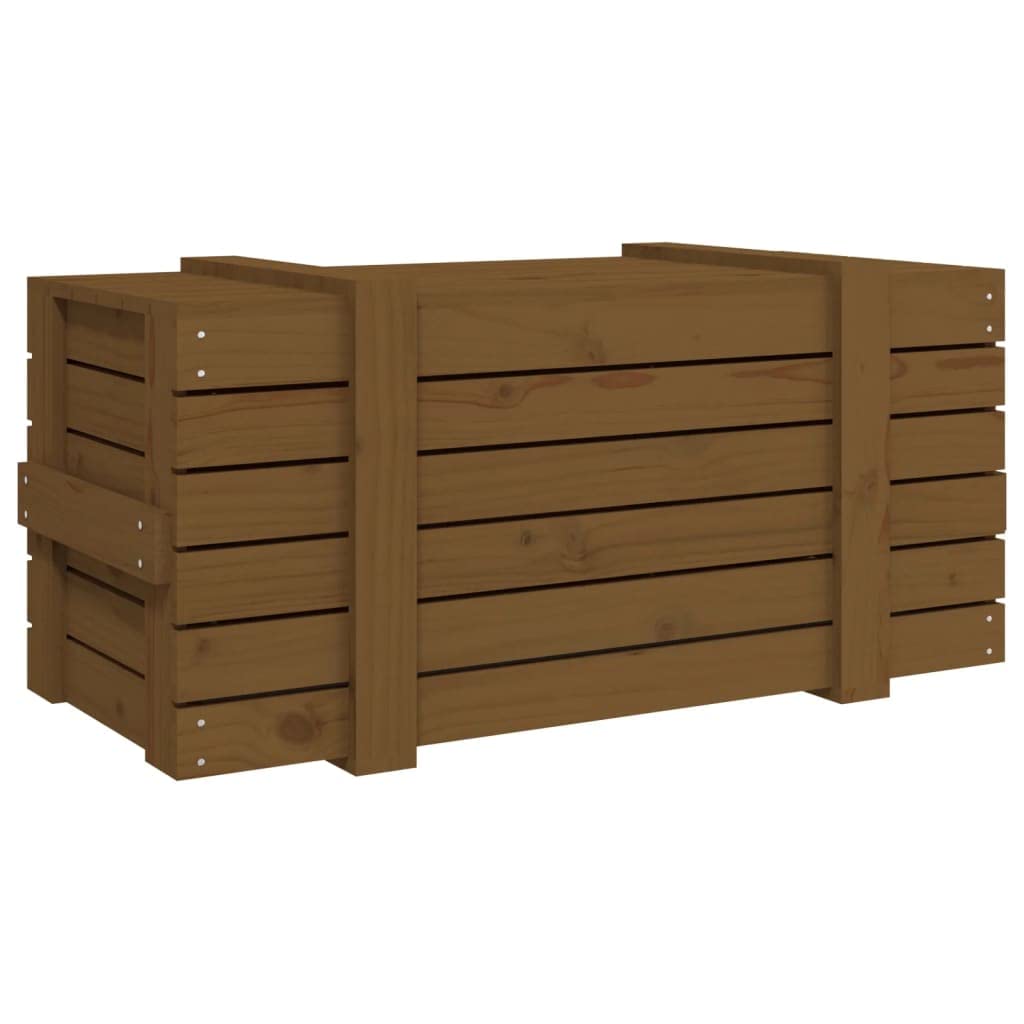 Generico Caja de almacenamiento de madera maciza de pino, marrón ámbar, 91 x 40,5 x 42 cm, baúl con tapa para organizar alfombras y cojines