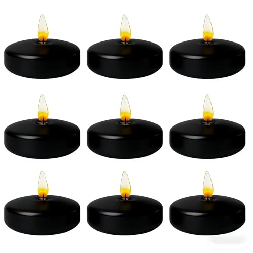Black Floating Candles 3 inch 12 Pack - Floating Candles for centerpieces - Wedding Decor - Burning Time 8-10 Hours