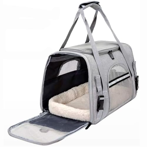 Bolsa Pet Transporte Viagem Avião Para Cães Gatos Luxo Cinza