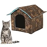 CHRIS GOOD Feral Cat House, Cat House Outdoor, Waterproof Shelter for Stray Cats, Weatherproof for Winter (Leaf, Medium)