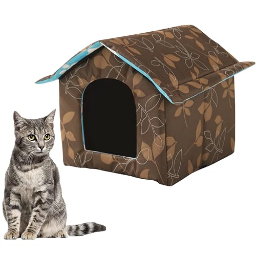 CHRIS GOOD Feral Cat House, Cat House Outdoor, Waterproof Shelter for Stray Cats, Weatherproof for Winter (Leaf, Medium)