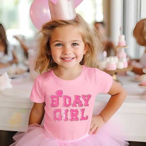 Toddler Baby Girl Birthday Shirt 2nd 3rd 4th 5th 6th Bday Party Tshirt Outfit Sequin Glitter Patch Embroidered Tops3