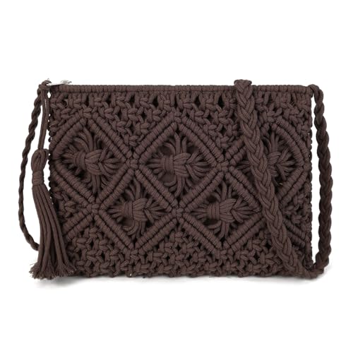 Image of Gladdon Bohemian Small Crossbody Bag for Women Stylish Woven Shoulder Purse | Hand Weaving,Small Boho Crossbody,Lightweight,with Tassel,Travel Vacation,Daily Use,Sturdy Straps,Showcasing Individuality