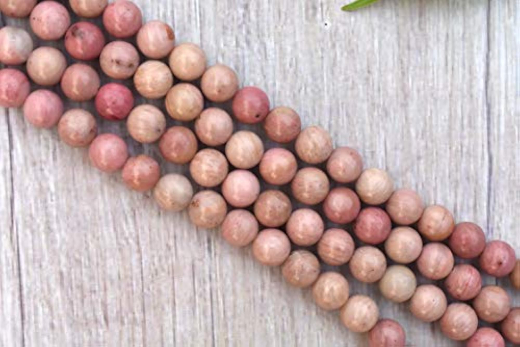 Natural Rhodochrosite Healing Crystal Mala, 34 Inch, 108 Beads