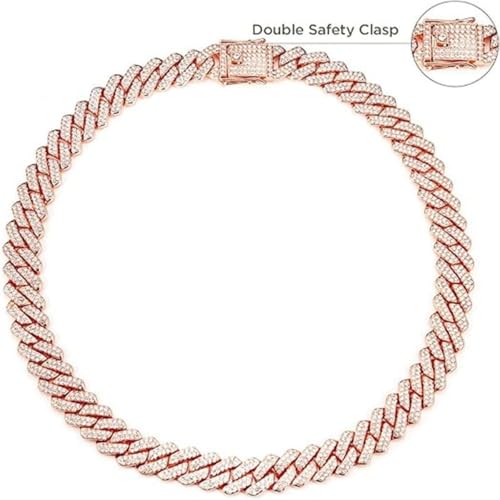 Hundekette Diamant Kubanische Halsbänder Hundekette Haustierhalsband mit Diamanten,Verstellbarer Hundehalsband aus Legierung mit Schloss,für kleine mittelgroße große Hunde Katzen,Gold,50cm