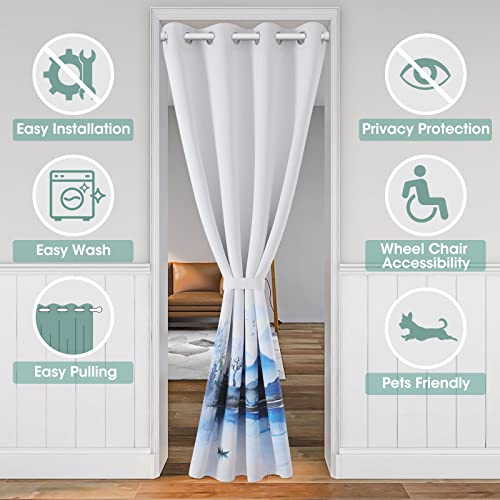 Homeideas Chinese Painting Curtain Privacy Doorway Curtains, Grommet Closet Door Curtains For Bedroom, W39 X L78 Inch Classic Screens Curtain Semi Blackout Window Curtain, 1 Panel #TOP1