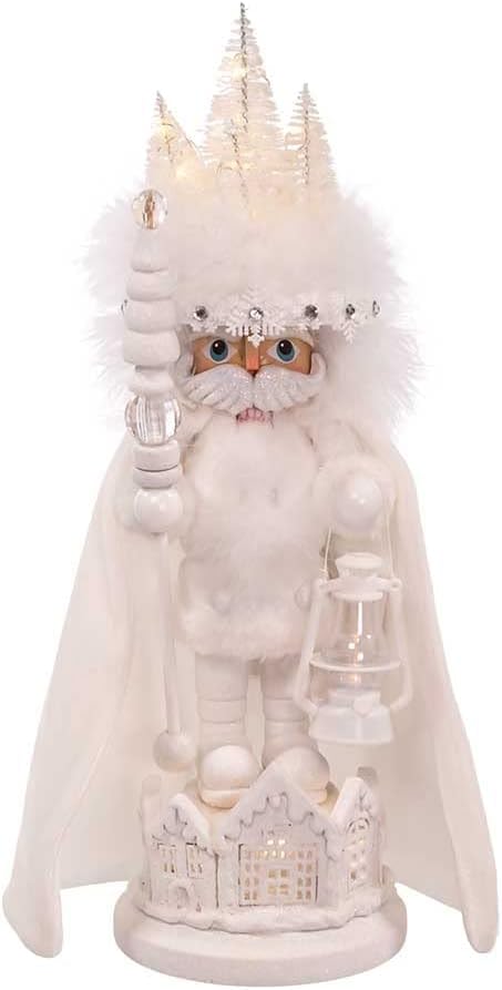 Kurt Adler Hollywood Wooden Nutcracker Collection, Battery Operated White Winter LED Hat, 15"
