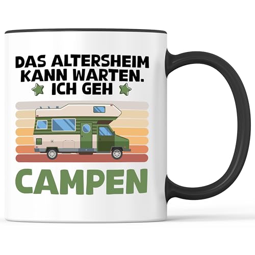 Tazza con scritta "Ich geh Campen Tazza Camper Camping Rentner Rente Pensionato Camperin – Regalo divertente – Tazza da caffè come idea regalo – Tazza da caffè 330 ml – Bianco/Nero