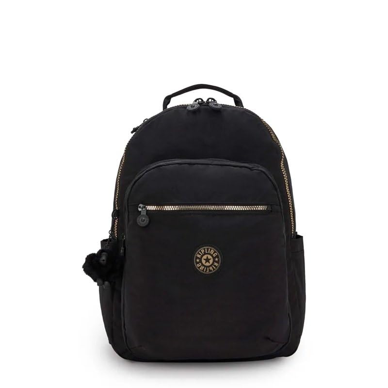 Mochila Kipling Seoul Preto e Dourado, Cor: Preto/dourado, Tamanho: Unico