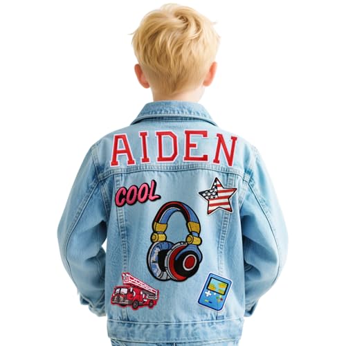 SCZQOVR Personalized Kids Denim Jacket with Names,...