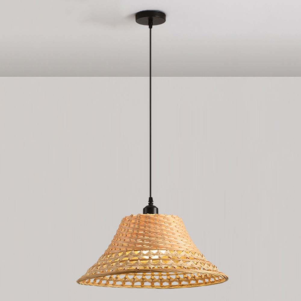 Suspension rotin rustique 1 lumière pour îlot de cuisine et salle à manger