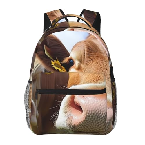 Casual Backpack for Women Men Pretty Cows Lightweight Daypack Large Capacity Nurse Bag