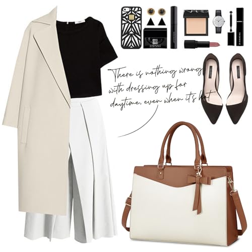 Laptop Bag for Women 15.6 Inch Waterproof PU Leather Tote Bag Business Office Work Bag Briefcase Computer Tote Bag