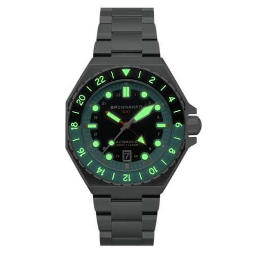 Image of Spinnaker Dumas Men's Automatic GMT Dive Watch - Seiko NH34 Movement, 44mm Stainless Steel Case, Water Resistant 300m, Stainless Steel Bracelet, SP-5119