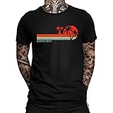 Santa Cruz Kalifornien Vintage Palmen Surfer Retro 70er 80er - California Los Angeles Herren T-Shirt, Schwarz, L